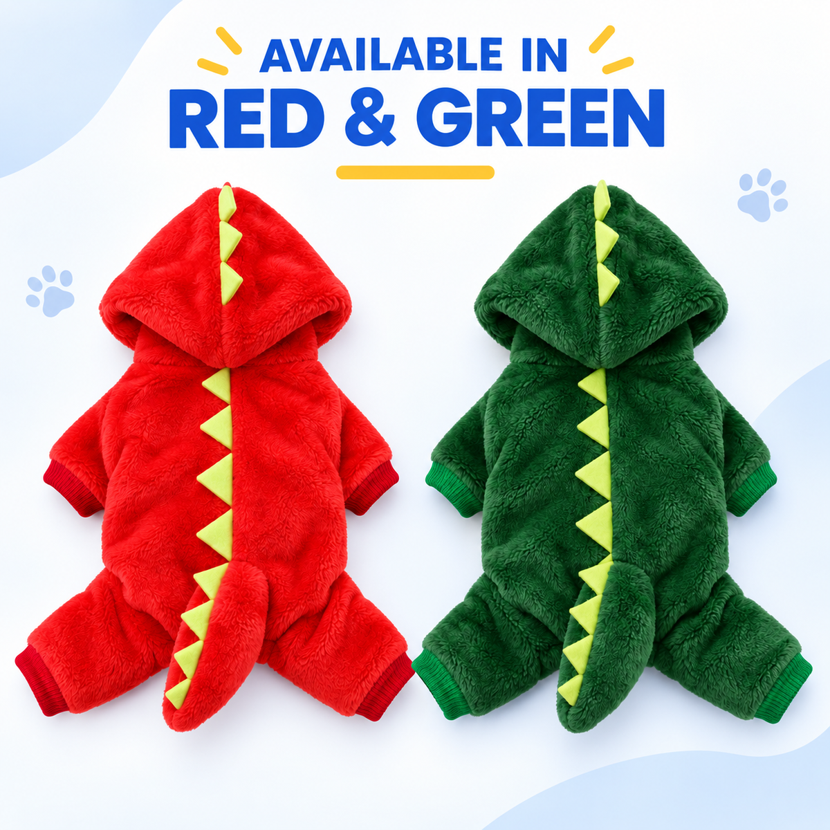 Dinosaur Fleece Pet Jumpsuit - Warm Winter Hoodie for Dogs & Cats