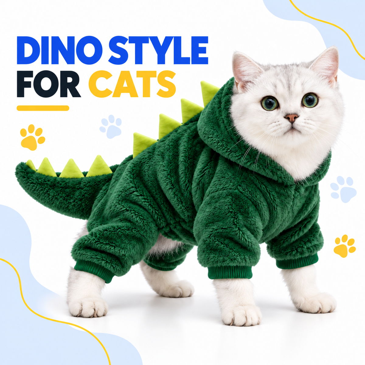 Dinosaur Fleece Pet Jumpsuit - Warm Winter Hoodie for Dogs & Cats