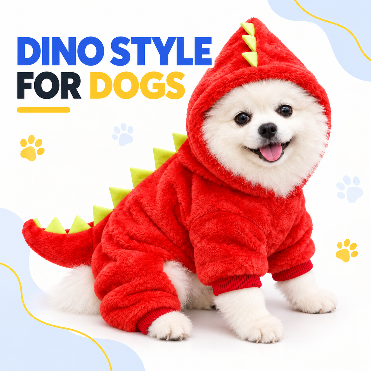 Dinosaur Fleece Pet Jumpsuit - Warm Winter Hoodie for Dogs & Cats