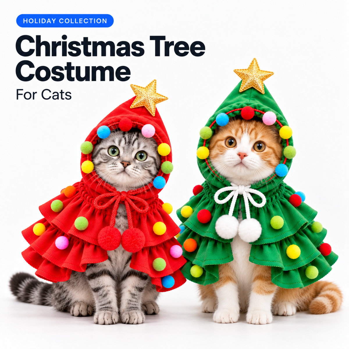 Christmas Tree Costume for Dogs & Cats with Star Hat