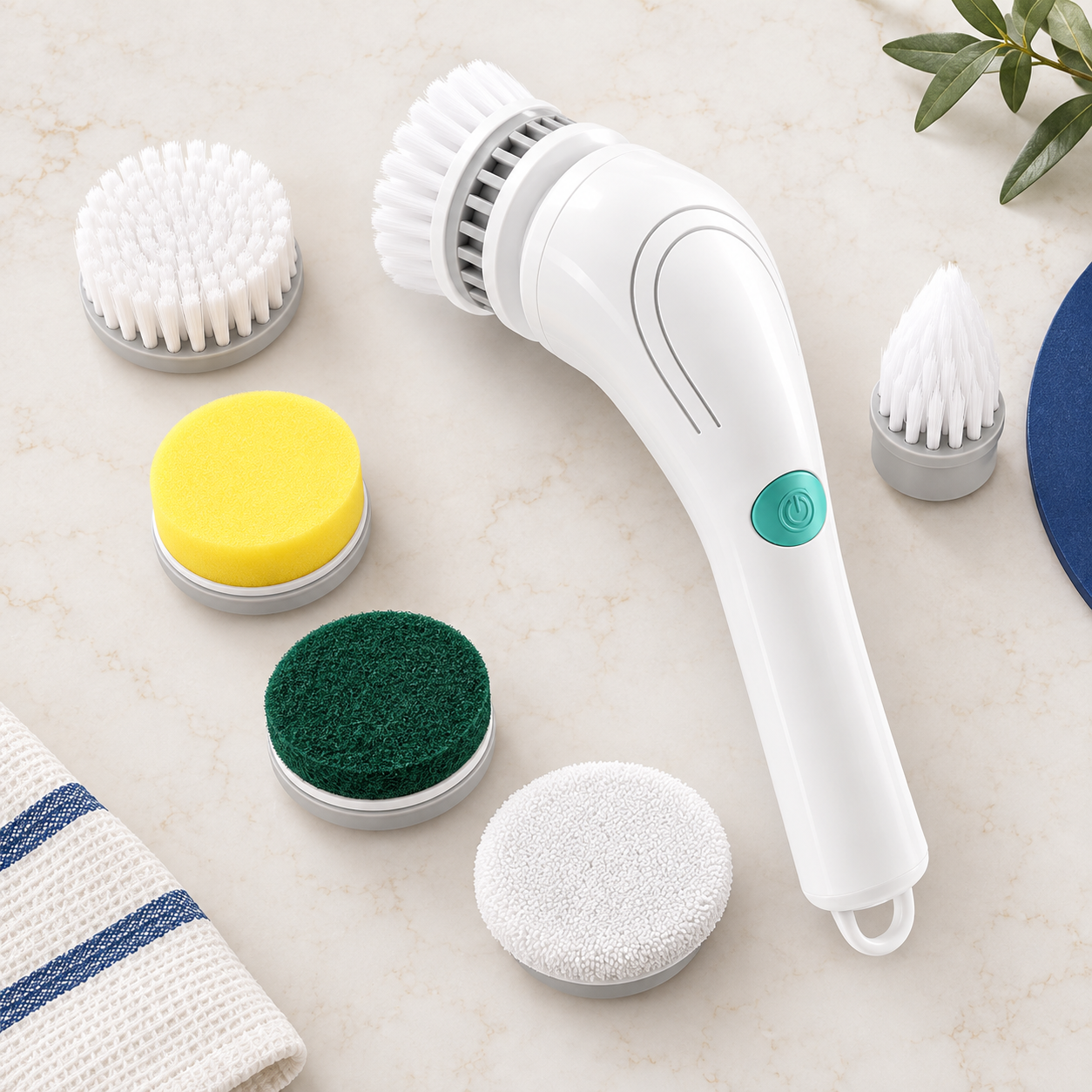 Daily Handy electric cleaning brush with interchangeable cleaning heads